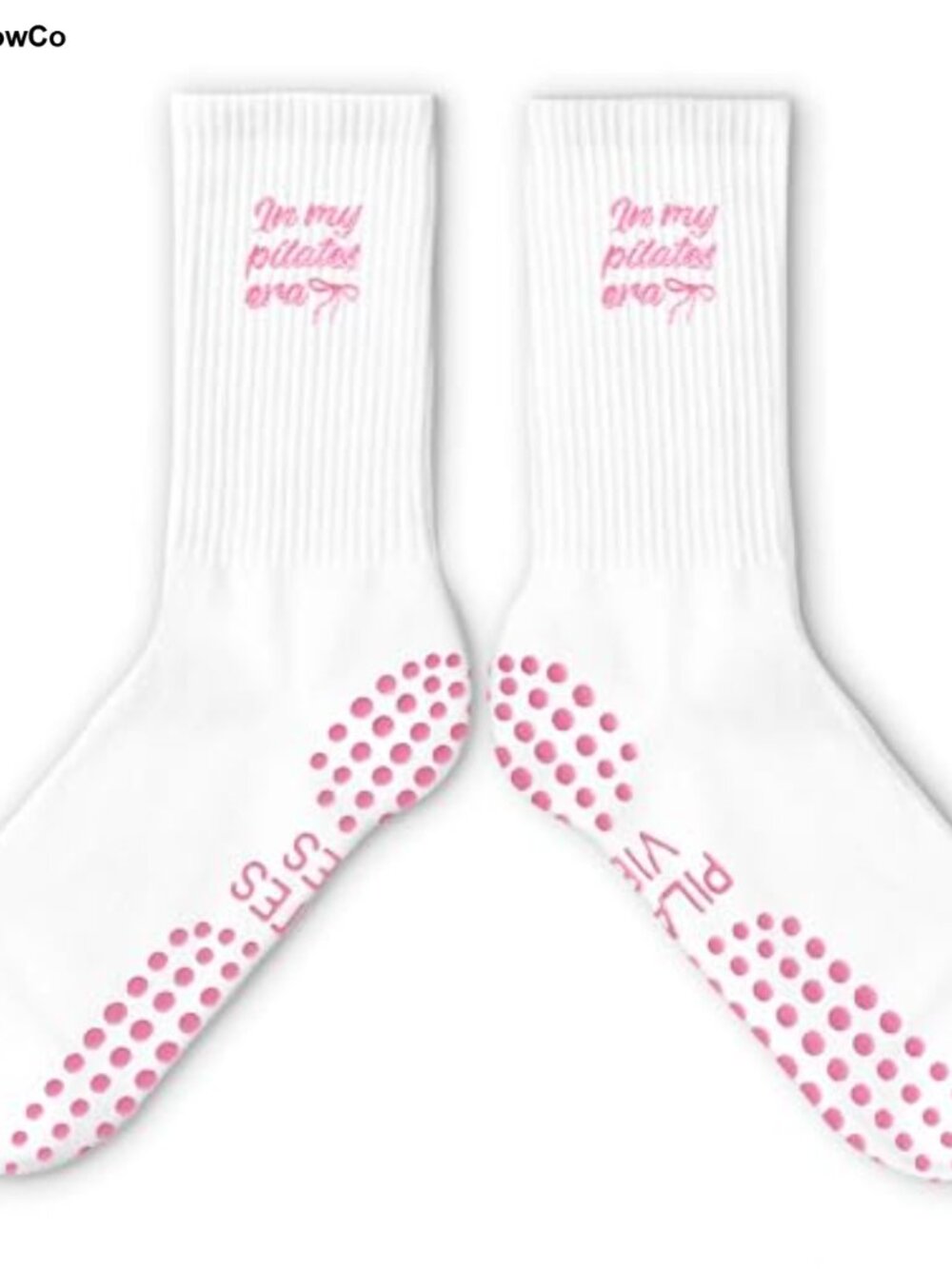 Grippy Pilates Socks Cotton Blend Silicone Grip Crew Socks Womens